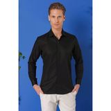 Efor Erkek Gk 719 Slim Fit Dokulu Pamuklulu Klasik Siyah Gömlek