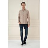 Efor Erkek Slim Fit %100 Modal Uzun Kollu Klasik Bej Gömlek Gk 743 - 2XL