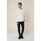Efor Erkek Slim Fit %100 Modal Uzun Kollu Klasik Beyaz Gömlek Gk 743 - 4XL