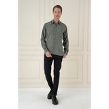 Efor Erkek Slim Fit %100 Modal Uzun Kollu Klasik Haki Gömlek Gk 743 - 2XL