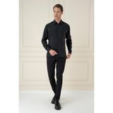 Efor Erkek Slim Fit %100 Modal Uzun Kollu Klasik Siyah Gömlek Gk 743