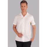 Efor Erkek Slim Fit %100 Pamuk Apaş Yaka Kısa Kollu Beyaz Gömlek G 1533
