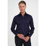Efor Erkek Slim Fit %100 Pamuk Non Iron Kumaş Kolay Ütülenebilir Lacivert Gömlek Gk 734 - 3XL