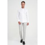 Efor Erkek Slim Fit %100 Pamuklu Non Iron Kumaş Dokulu Klasik Beyaz Gömlek Gk 744