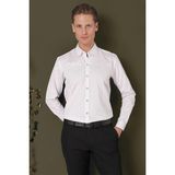 Efor Erkek Slim Fit %100 Pamuklu Taş/Kırık Beyaz Gömlek GK 711 - 4XL