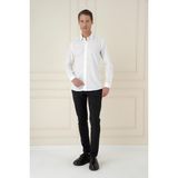 Efor Erkek Slim Fit %100 Pamuklu Uzun Kollu Dokulu Klasik Beyaz Gömlek Gk 749 - 2XL