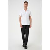 Efor Erkek Slim Fit Apaş Yaka Kısa Kollu Esnek Casual Beyaz Gömlek G 1589