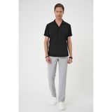 Efor Erkek Slim Fit Apaş Yaka Kısa Kollu Esnek Casual Siyah Gömlek G 1589 - 2XL
