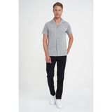 Efor Erkek Slim Fit Apaş Yaka Modal Karışımlı Kısa Kollu Gri Gömlek G 1590