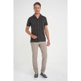 Efor Erkek Slim Fit Apaş Yaka Modal Karışımlı Kısa Kollu Kahverengi Gömlek G 1590 - 4XL