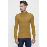 Efor Erkek Slim Fit Baklava Desenli Camel Yünlü Yarım Balıkçı Triko Kazak TR 838