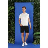 Efor Erkek Slim Fit Beli İpli Esnek Keten Siyah Şort Bermuda 033 - 3XL