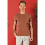 Efor Erkek Slim Fit Bisiklet Yaka %100 Pamuk Kiremit Tişört Ts 878