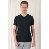 Efor Erkek Slim Fit Bisiklet Yaka %100 Pamuk Koyu Siyah Tişört Ts 878
