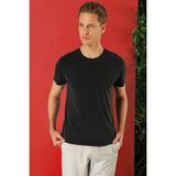 Efor Erkek Slim Fit Bisiklet Yaka %100 Pamuk Siyah Tişört Ts 878