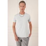 Efor Erkek Slim Fit Bisiklet Yaka Doku Desenli Pamuklu Açık Gri Tişört Ts 881 - 3XL