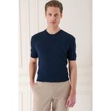 Efor Erkek Slim Fit Bisiklet Yaka Kısa Kol Lacivert Triko Kazak Tr 869