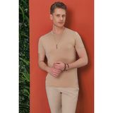 Efor Erkek Slim Fit Bisiklet Yaka Pamuklu Bej T-Shirt TS 846 - 2XL