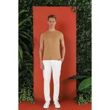 Efor Erkek Slim Fit Bisiklet Yaka Pamuklu Bej T-Shirt TS 852 - 3XL