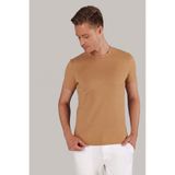 Efor Erkek Slim Fit Bisiklet Yaka Pamuklu Bej T-Shirt TS 852