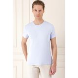 Efor Erkek Slim Fit Bisiklet Yaka Pamuklu Buz Mavi T-shirt Ts 823 - 3XL