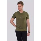 Efor Erkek Slim Fit Bisiklet Yaka Pamuklu Haki T-Shirt TS 846