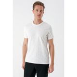 Efor Erkek Slim Fit Bisiklet Yaka Sıva Dokuma Pamuklu Ekru Tişört Ts 882 - 4XL