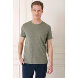 Efor Erkek Slim Fit Bisiklet Yaka Sıva Dokuma Pamuklu Haki Tişört Ts 882