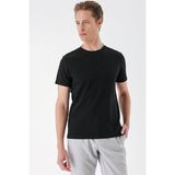Efor Erkek Slim Fit Bisiklet Yaka Sıva Dokuma Pamuklu Siyah Tişört Ts 882