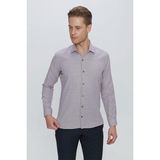 Efor Erkek Slim Fit Bordo Klasik Gömlek GK 672