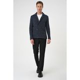 Efor Erkek Slim Fit Ceket Yaka Torba Cep Kruvaze Lacivert Yünlü Örme Triko Ceket 01 - S - M
