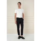 Efor Erkek Slim Fit Çift Pileli Yanlardan Tokalı Esnek Pamuk Siyah Pantolon P 1162