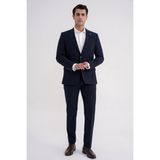 Efor Erkek Slim Fit Çift Yırtmaç Gofre Kumaş Esnek Lacivert Spor Takım Elbise TK 940 - 6 Drop - 48