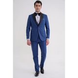Efor Erkek Slim Fit Çıkarılabilir Şal Saten Yaka Parlement Yelekli Damatlık Smokin Takım Black 072 - 4 Drop - 58