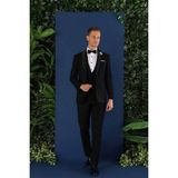 Efor Erkek Slim Fit Çıkarılabilir Saten Yaka Doku Desenli Yelekli Siyah Damatlık Smokin Takım Elbise Black 069 - 52 - 4 Drop