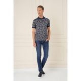 Efor Erkek Slim Fit Dal Yaprak Desen Polo Yaka Pamuklu Lacivert Tişört Ts 884 - 2XL