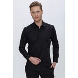 Efor Erkek Slim Fit Doku Desenli %100 Pamuk Siyah Gömlek GK 665