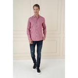 Efor Erkek Slim Fit Dokulu %100 Pamuklu Bordo Gömlek G 1584