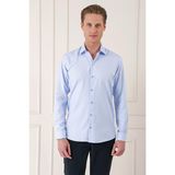 Efor Erkek Slim Fit Dokulu %100 Pamuklu Klasik Mavi Gömlek Gk 725