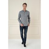 Efor Erkek Slim Fit Dokulu %100 Pamuklu Lacivert Gömlek G 1584