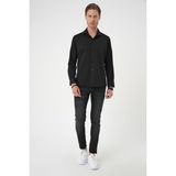 Efor Erkek Slim Fit Dokulu Erkek Yaka Pamuklu Siyah Gömlek Gk 740