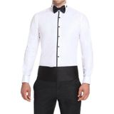 Efor Erkek Slim Fit Duble Manşet Önü Biyeli Ata Yaka Beyaz Damatlık Smokin Gömlek Gk 502