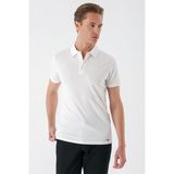 Efor Erkek Slim Fit Düğmeli Pamuklu Beyaz Polo Yaka Tişört Ts 879 - 4XL