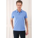 Efor Erkek Slim Fit Düğmeli Pamuklu Mavi Polo Yaka Tişört Ts 879