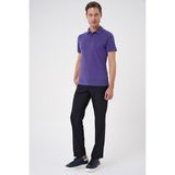 Efor Erkek Slim Fit Düğmeli Pamuklu Mor Polo Yaka Tişört Ts 879