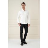 Efor Erkek Slim Fit Ekru/Kırık Beyaz Klasik Gömlek G 1580