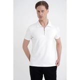 Efor Erkek Slim Fit Esnek Pamuklu Fermuarlı Ekru Polo Yaka Tişört TS 926