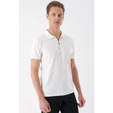 Efor Erkek Slim Fit Fermuarlı %100 Pamuk Ekru Polo Yaka Tişört Ts 877 - 4XL