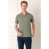 Efor Erkek Slim Fit Fermuarlı %100 Pamuk Haki Polo Yaka Tişört Ts 877 - 2XL