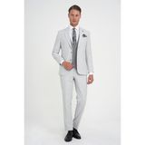 Efor Erkek Slim Fit Fleto Cep Pötikare Desenli Yelekli Gri Takım Elbise Tk 922 - 62 - 6 Drop